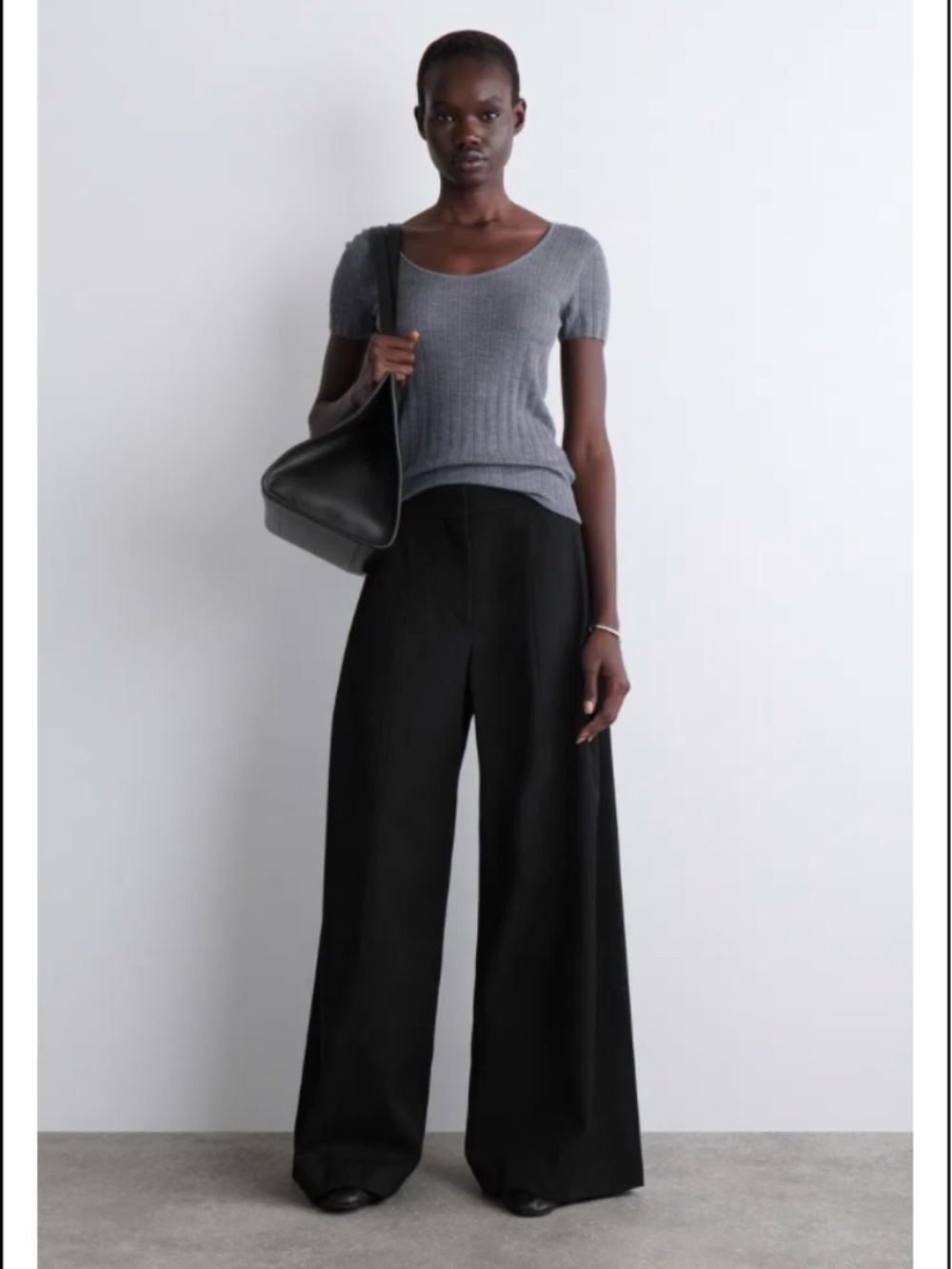 NWT COS Collection of Style Women's Relaxed Wool-Blend Wide-Leg Trousers Size 14